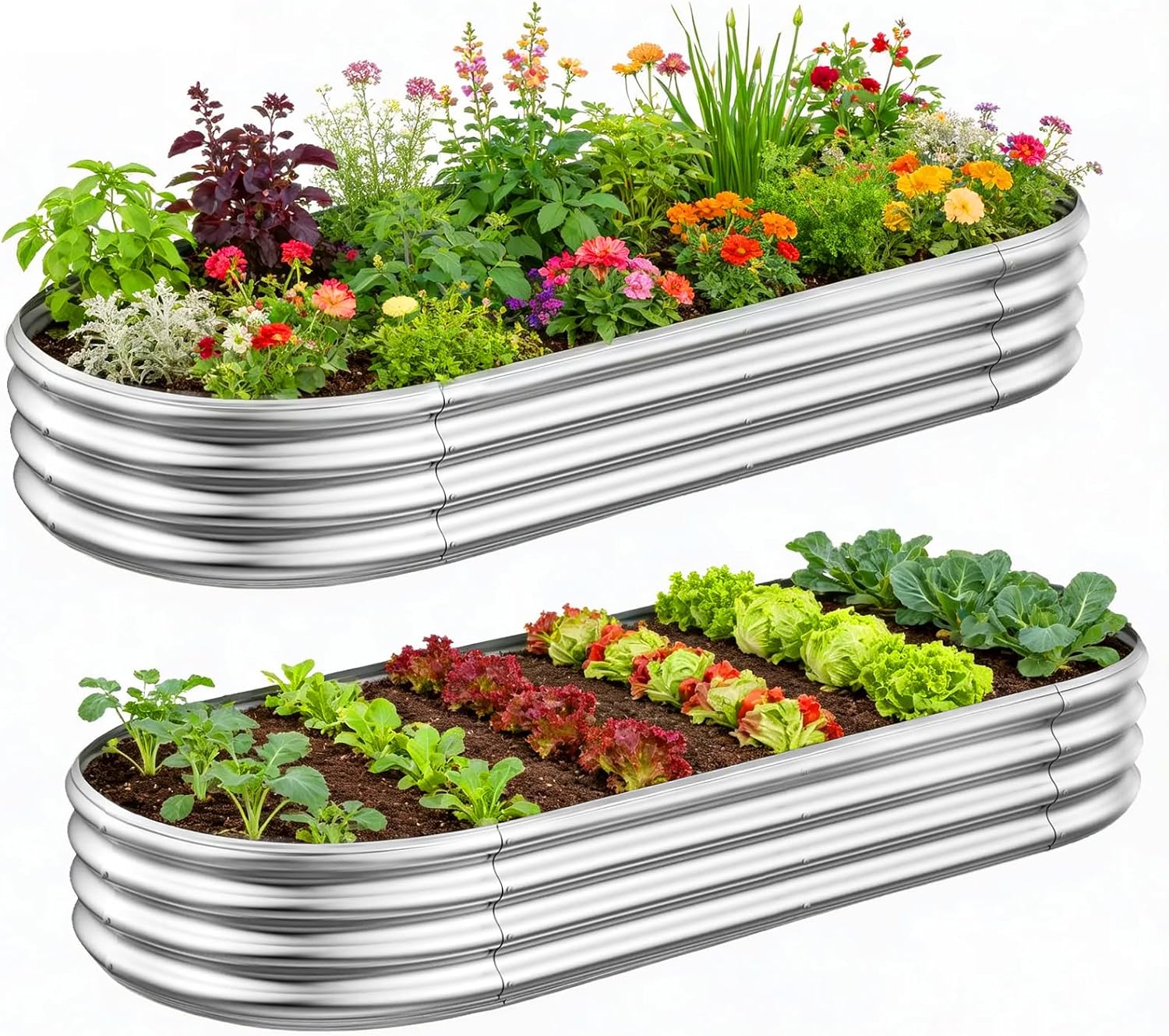 Raised Bed Planter Box - Galvanized Raised Garden Bed Set for
