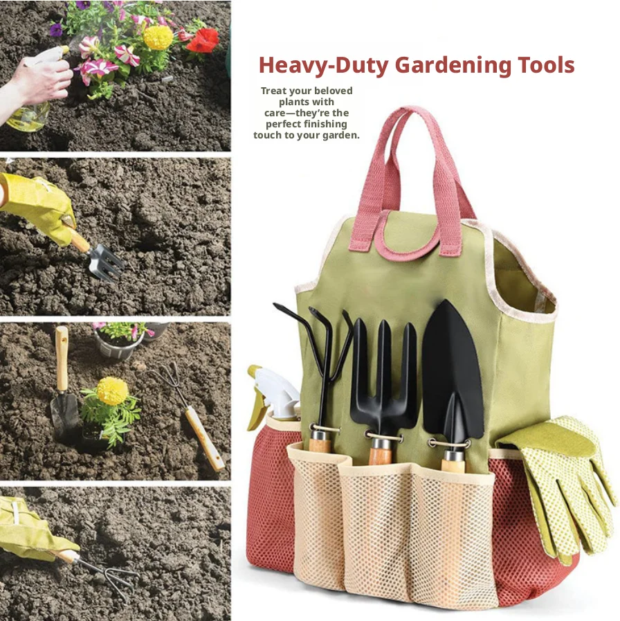 Gardening Tools Set Gift - Outdoor garden planting tools 9-piece set,