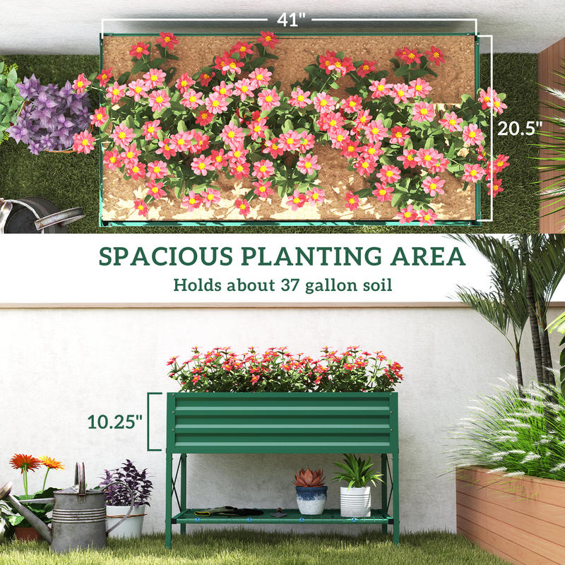 Raised Bed Planter Box - Outsunny Galvanized Raised Garden Bed, Metal