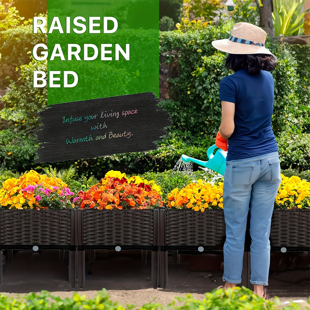 Raised Bed Planter Box - Plastic Raised Garden Bed with Legs