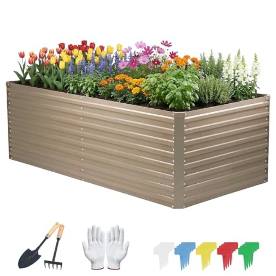 Gardening Tools Gloves - Galvanized Raised Garden Bed for Vegetables
