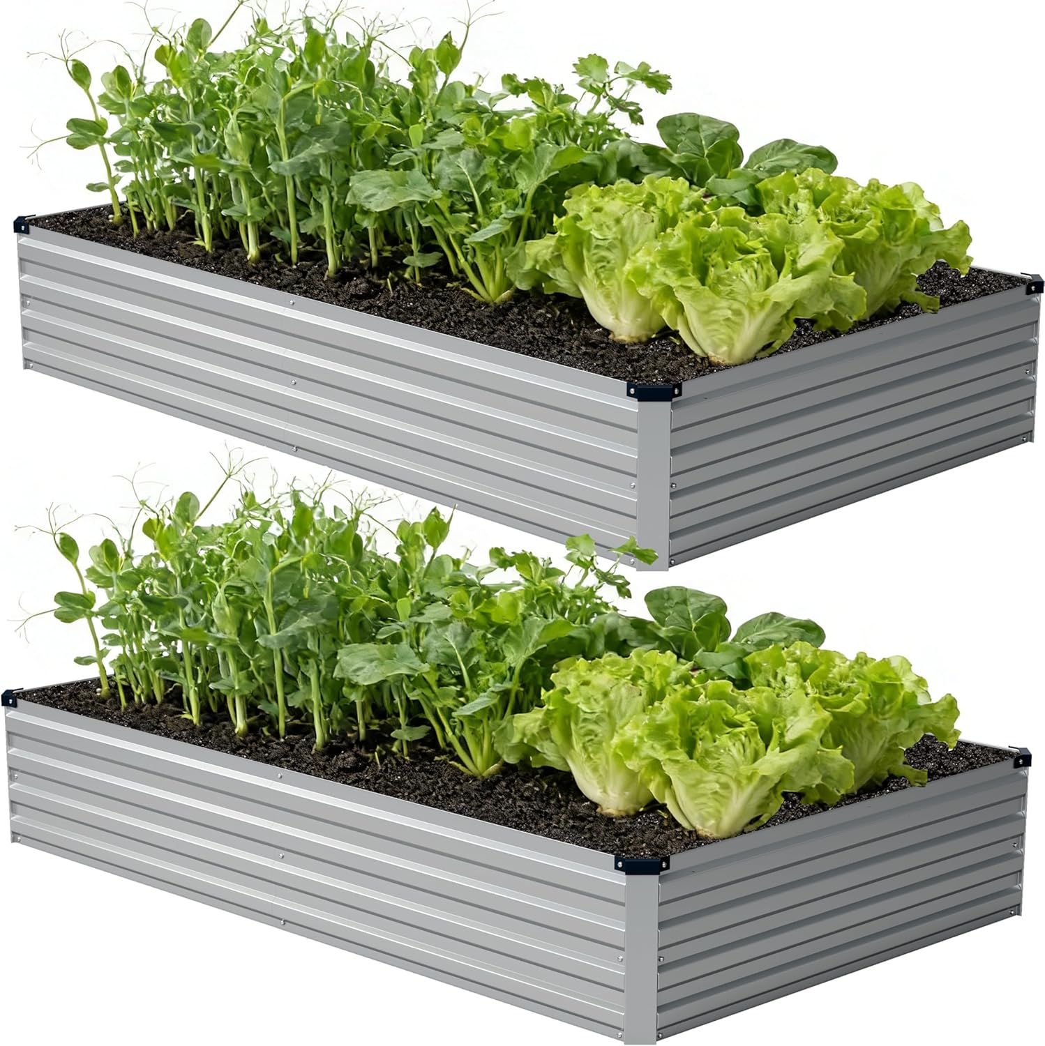 Raised Bed Planter Box - 2-Pack Galvanized Raised Garden Bed, 8x4x1