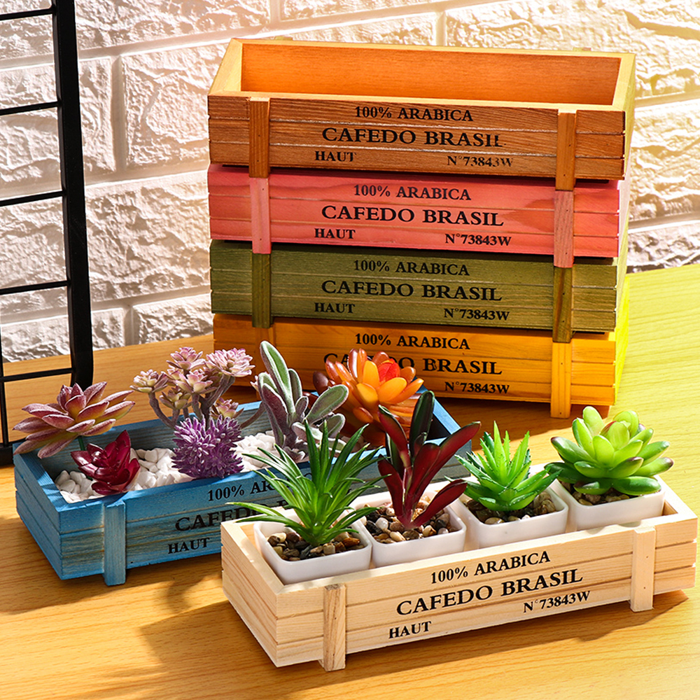 Natural Wooden Flowerpot Garde - Gardening Tools Vintage ulasan dan harga