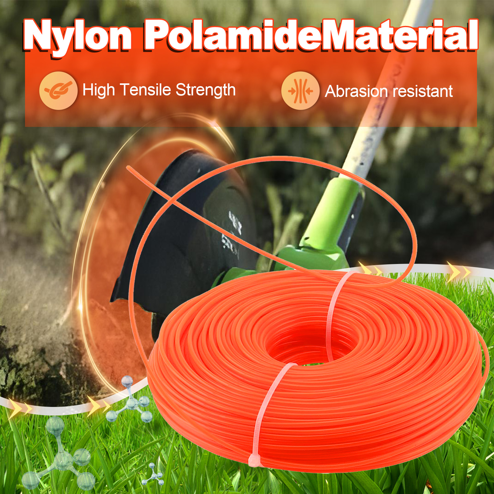1.6mm～3mm*15M Round Nylon Trim - Gardening Tools Grass Cutter ulasan dan harga