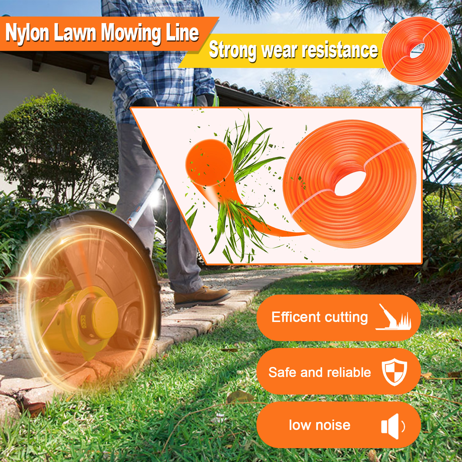 1.6mm～3mm*15M Round Nylon Trim - Gardening Tools Grass Cutter ulasan dan harga