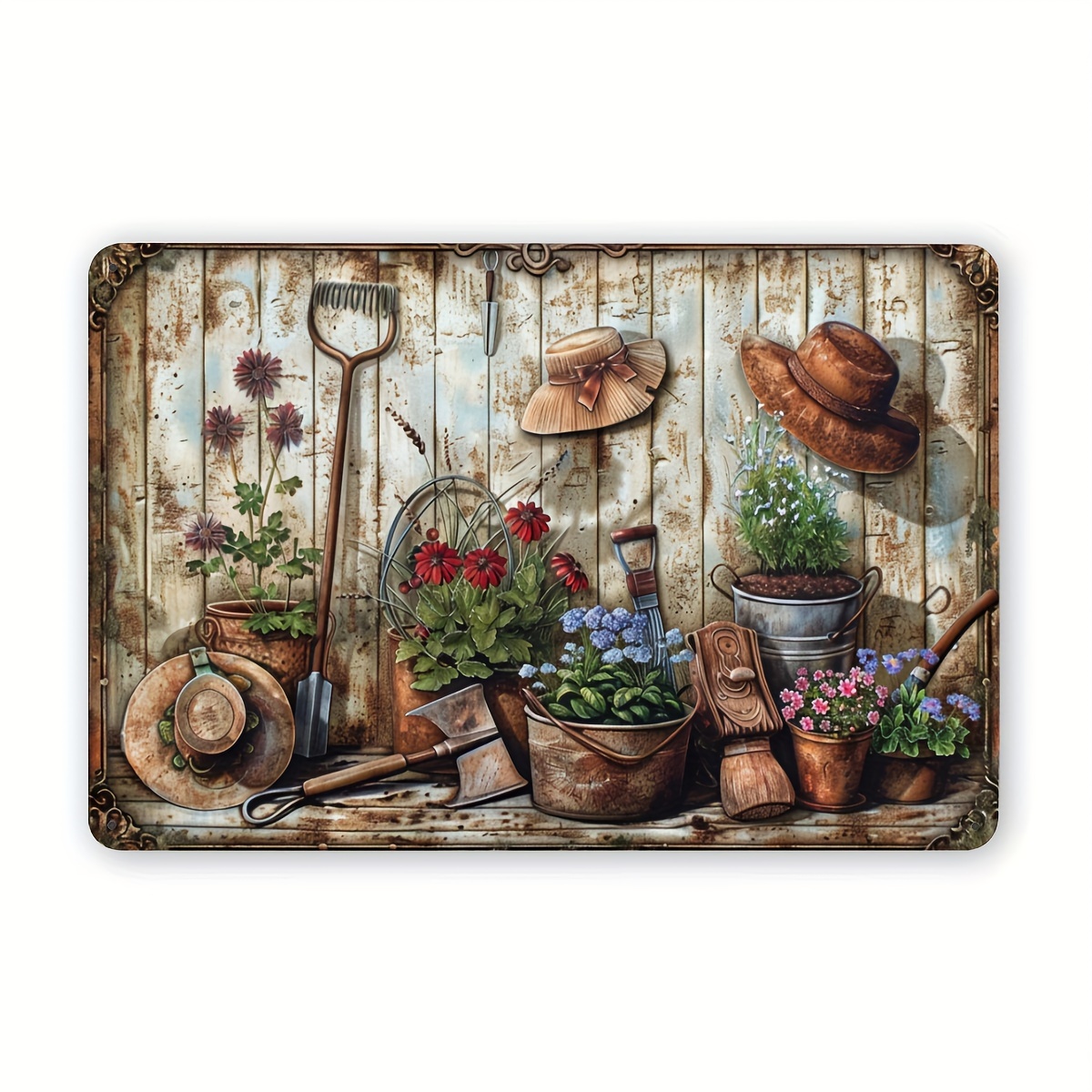 2D Flat, Vintage Floral Metal  - Gardening Tools Vintage ulasan dan harga