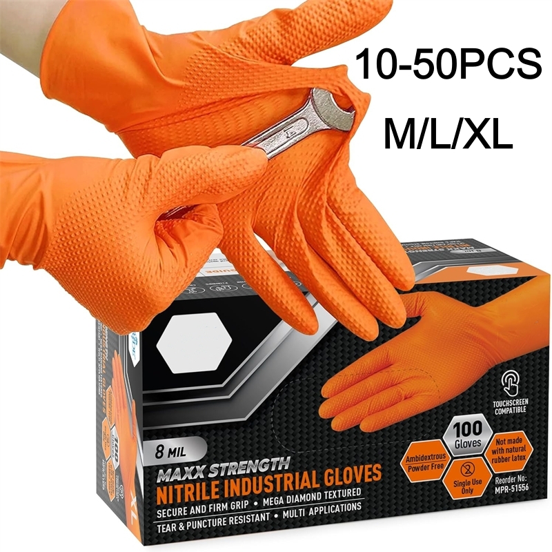 Heavy Duty Orange Nitrile Glov - Gardening Tools Gloves ulasan dan harga