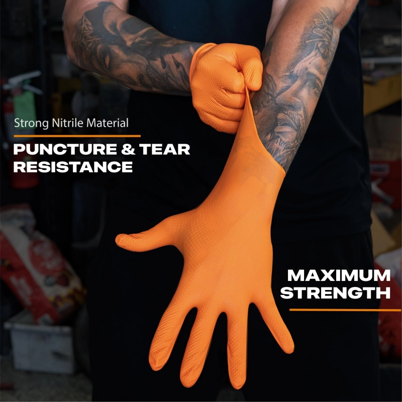 Heavy Duty Orange Nitrile Glov - Gardening Tools Gloves ulasan dan harga