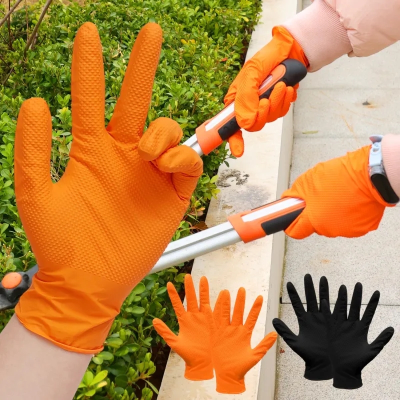 Heavy Duty Orange Nitrile Glov - Gardening Tools Gloves ulasan dan harga