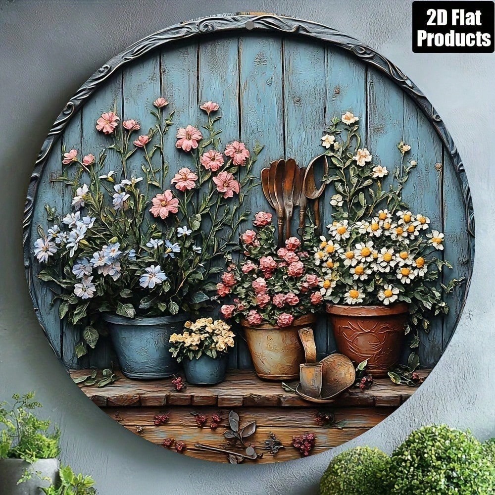 Vintage Round Wall Art, Rustic - Gardening Tools Vintage ulasan dan harga