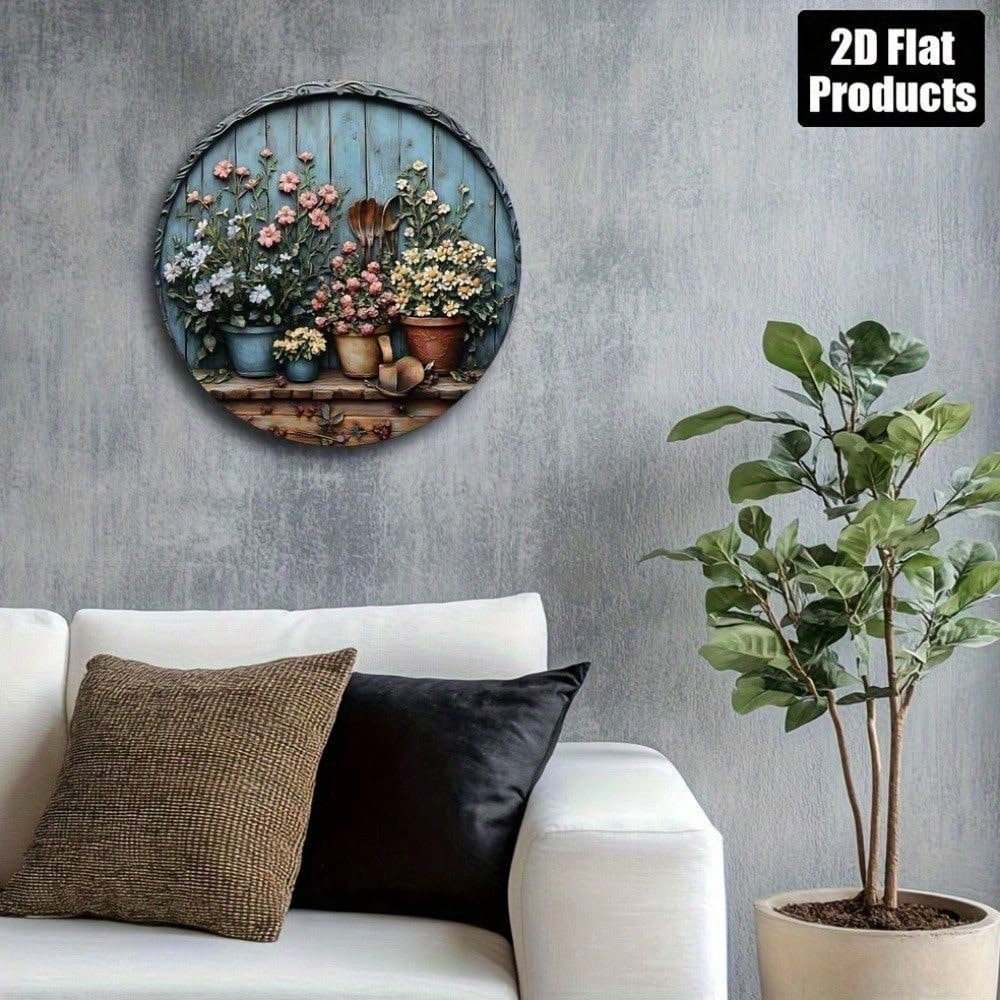 Vintage Round Wall Art, Rustic - Gardening Tools Vintage ulasan dan harga